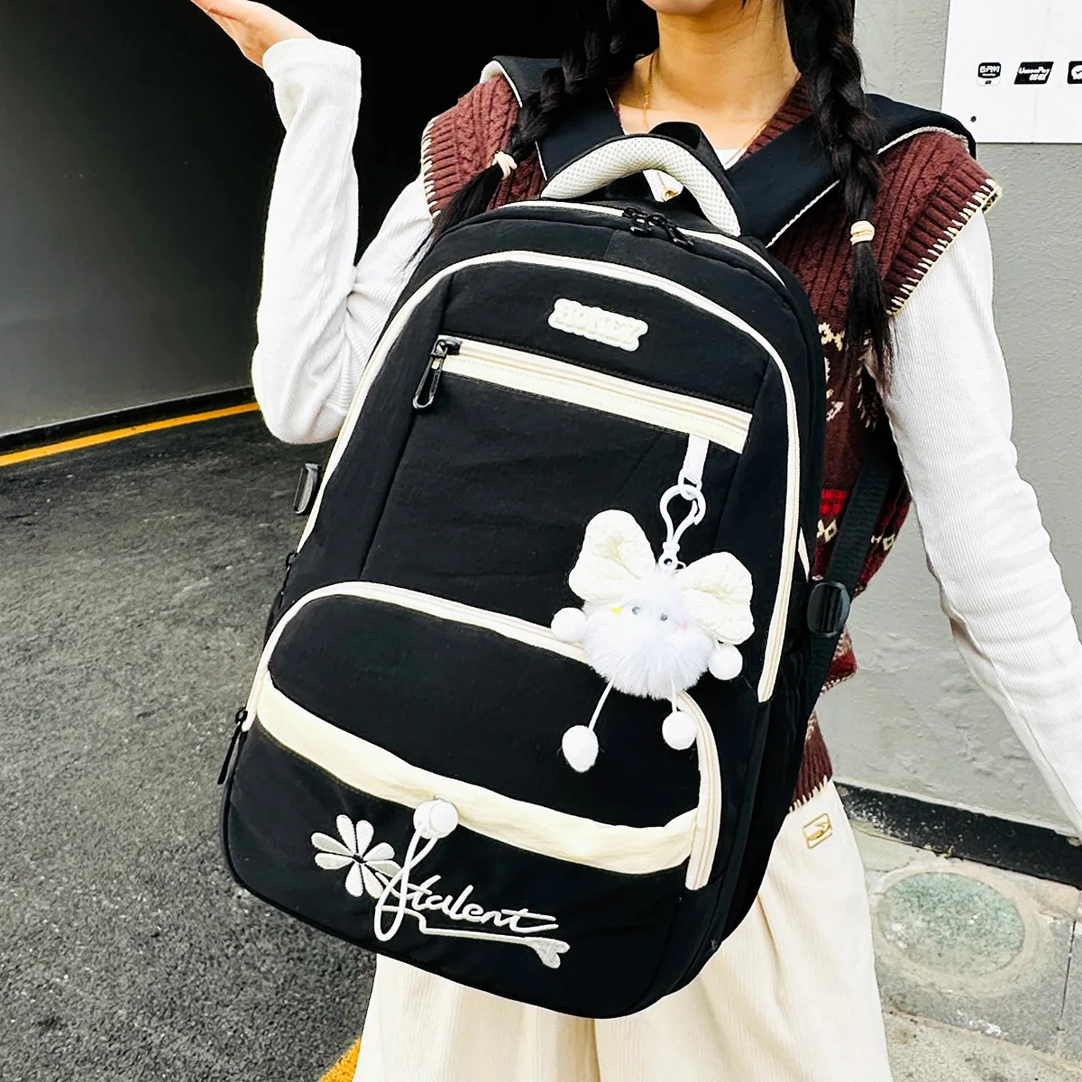 Lightweight Korean Style School Backpack for Middle School Students, Casual Student Backpack