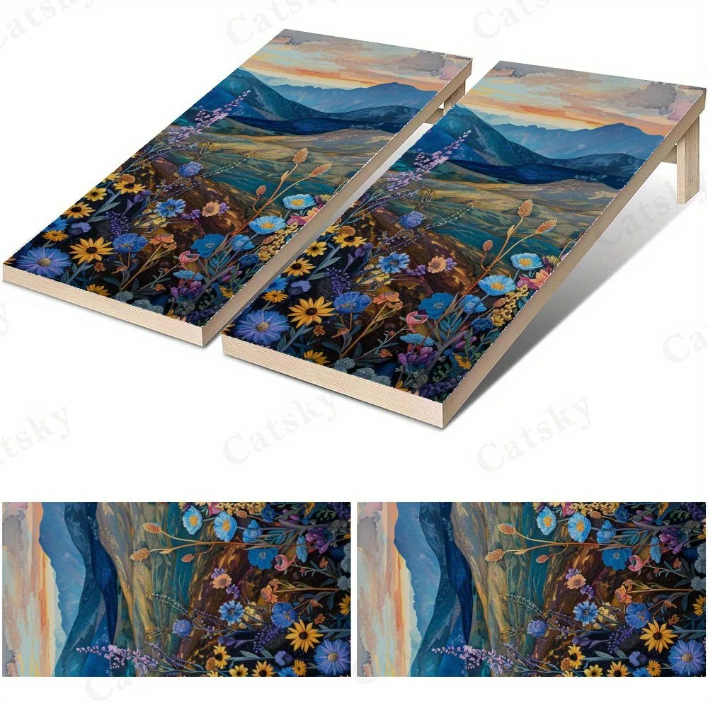 Mountain Wildflowers,2D Flat Vinyl Sandboard Decals - Budget-Friendly and High Value, Bubble-Free and Easy to Stick, Waterproof