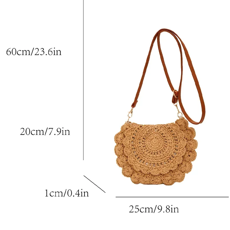 Vintage Woven Straw Handbag New Vacation Style Round Summer Beach Bag Fashion Crossbody Bag Ladies Messenger Bags 2024