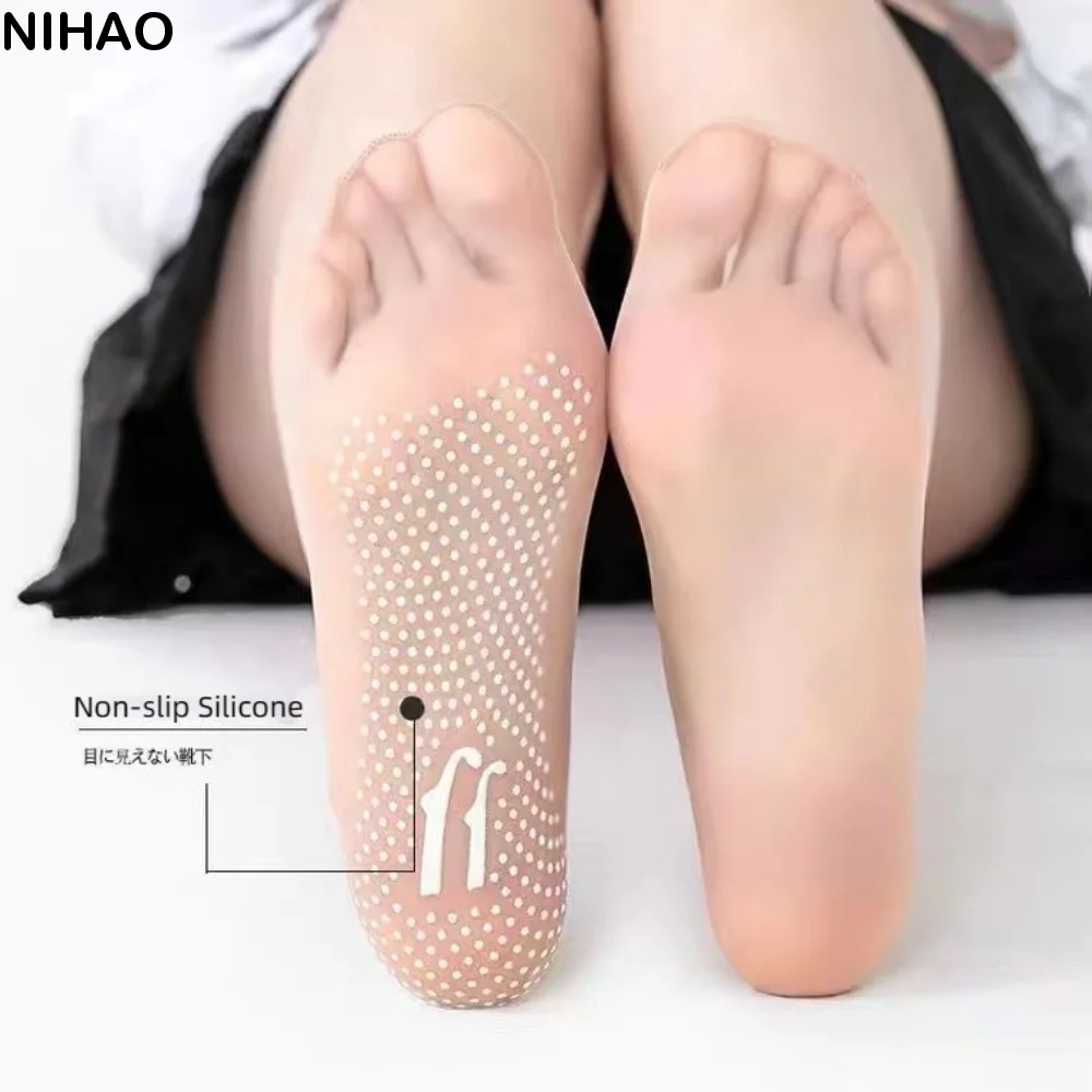 

5Pairs Transparent Non-slip Crystal Silk Socks Ultra-thin Breathable Women Invisible Socks Short Stockings Silicone Bottom