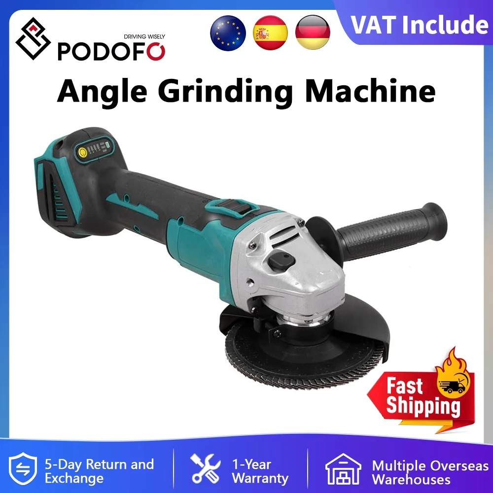 Podofo 125mm M14 meuleuse d'angle sans brosse Machine de découpe électrique portable maison polissage outils électriques pour Makita 18V batterie