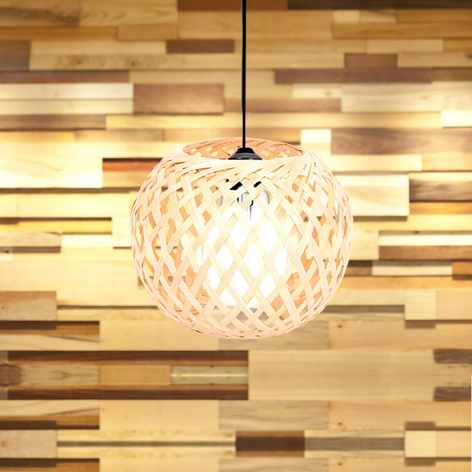 

Retro Bamboo Woven Lampshade Hollow Out Design Soft Light Filter Decorative Indoor Ceiling Lamp Cover Creative Craft Lamp