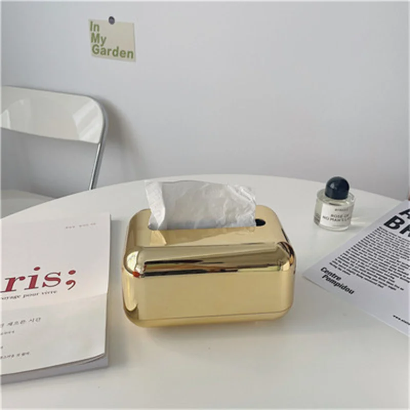 Gold Silver Mirrow Tissue Box Tissue Container Desktop Napkin Tissue Holder Case Storage Box Home Living Room Decor Ornaments