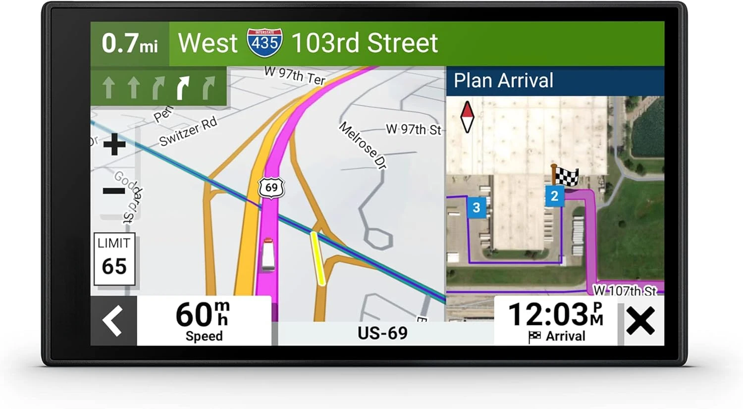 

Large, Easy-to-Read 6” GPS Truck Navigator, Custom Truck Routing, High-Resolution Birdseye Satellite Imagery