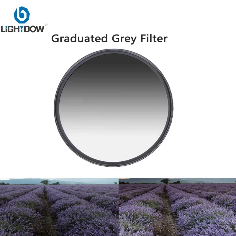 Lightdow GND 0.9 Neutral Density Graduated Gray Lens Filter for Canon Sony Nikon Camera Lens 49 52 55 58 62 67 72 77mm 82mm