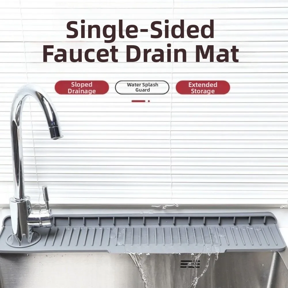 Unilateral Side Hole Kitchen Faucet Sink Mat Splash-Proof Anti-Slip Kitchen Sink Draining Pad Spill-Proof Durable