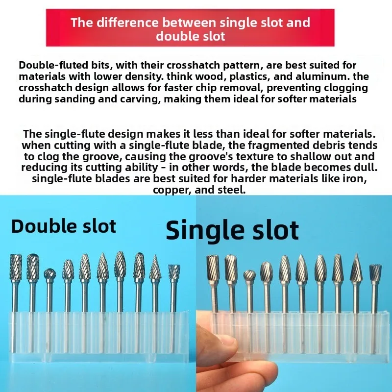 Carbide Rotary File Set/ 3*6mm/ Tungsten Steel Burr/Metal Carving/Stainless Steel/Woodworking Milling Bit/Electric Grinding Head