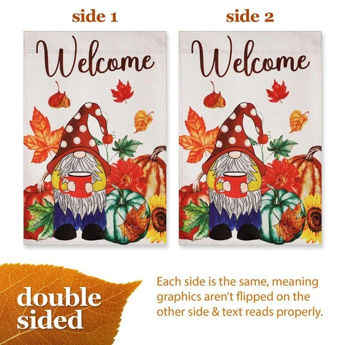 1 Ft. X 1.5 Ft. Polyester Welcome Gnome with Coffee at Harvest Garden Flag Print EEJ zzo