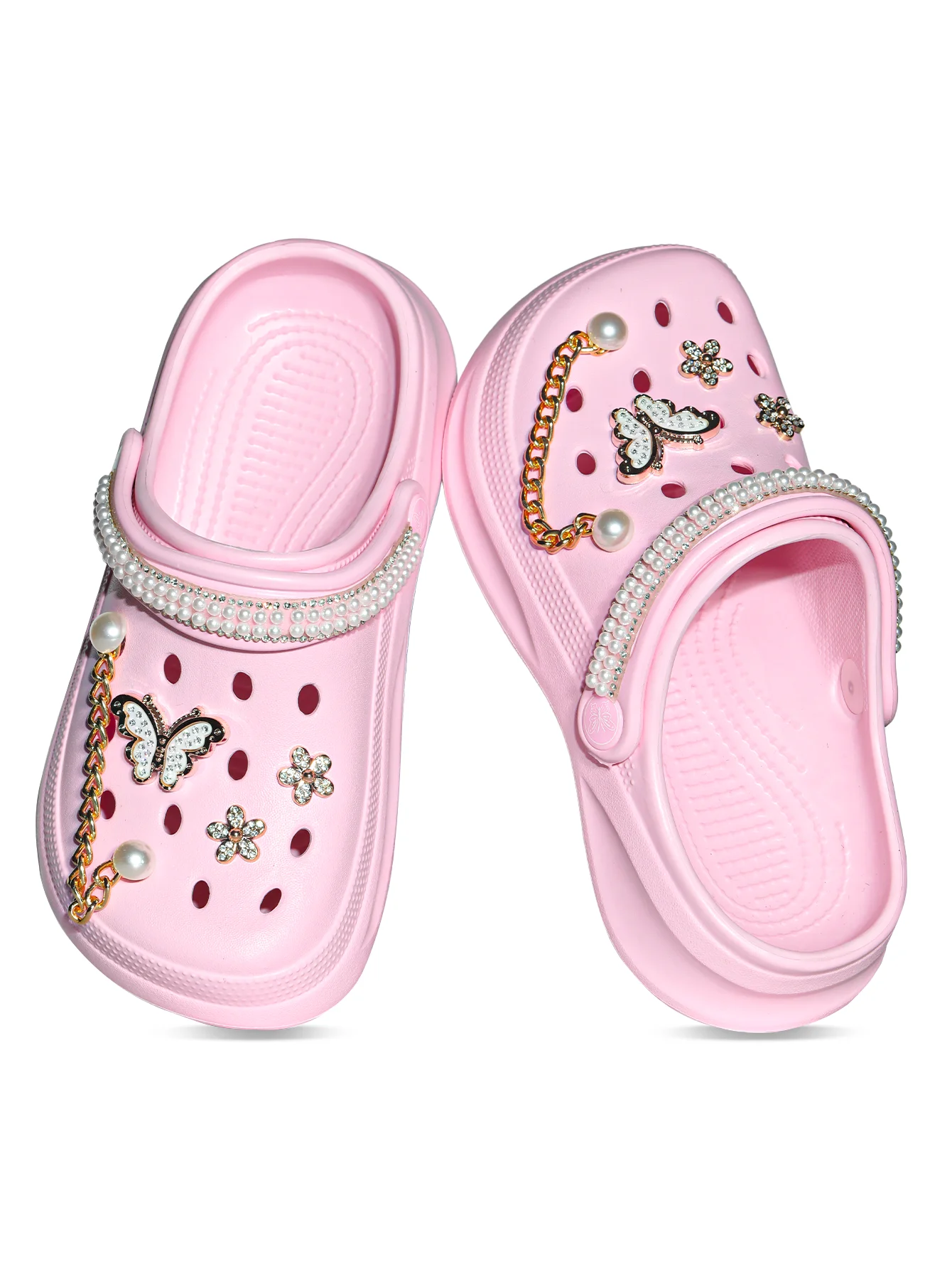 Kinder Slip-On Clogs und Pantoletten - Atmungsaktive, Wasserdichte EVA-Gartenschuhe mit Dekorativer Kette für Strand und Alltag 168 – Detail 18