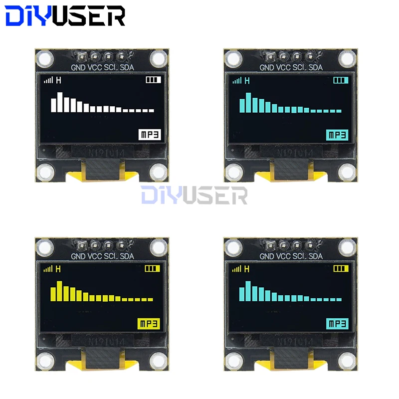 DIYUSER 0.96 cala OLED SSD1306 Biały/Niebieski/Żółty 128X64 IIC I2C Moduł Wyświetlacza Szeregowego 12864 Płytka Ekranu LCD Dla Arduino