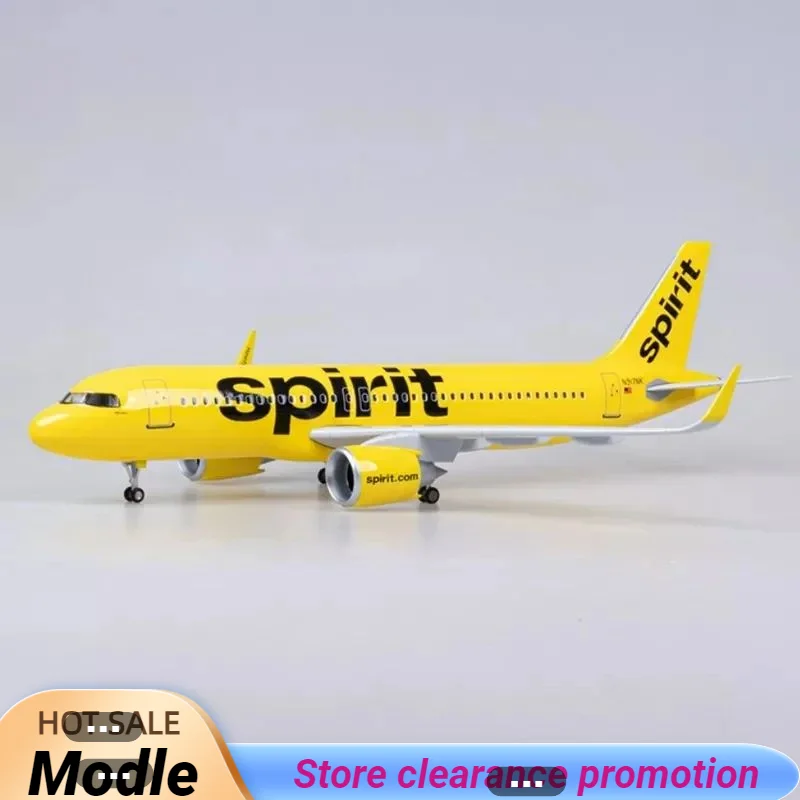 

2024 New 1:80 Scale Large Airplane Model Spirit Airlines Airbus 320 Plane Model Diecast Airplanes with LED Light Home Decor