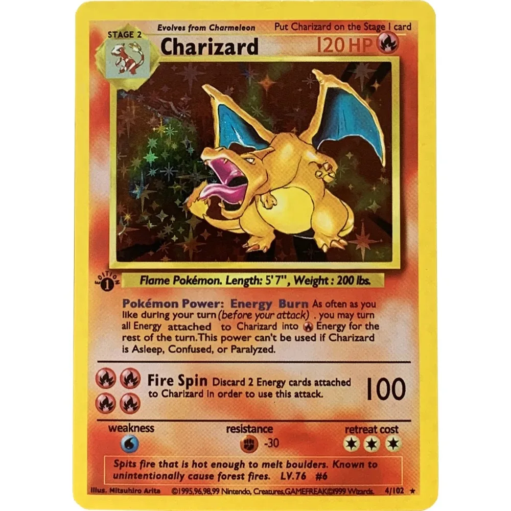 Pokemon English Version PTCG 1996 Years Flash Cards Charizard Mewtwo Rayquaza Game Collection Cards Gift Kids Toys DIY Gifts