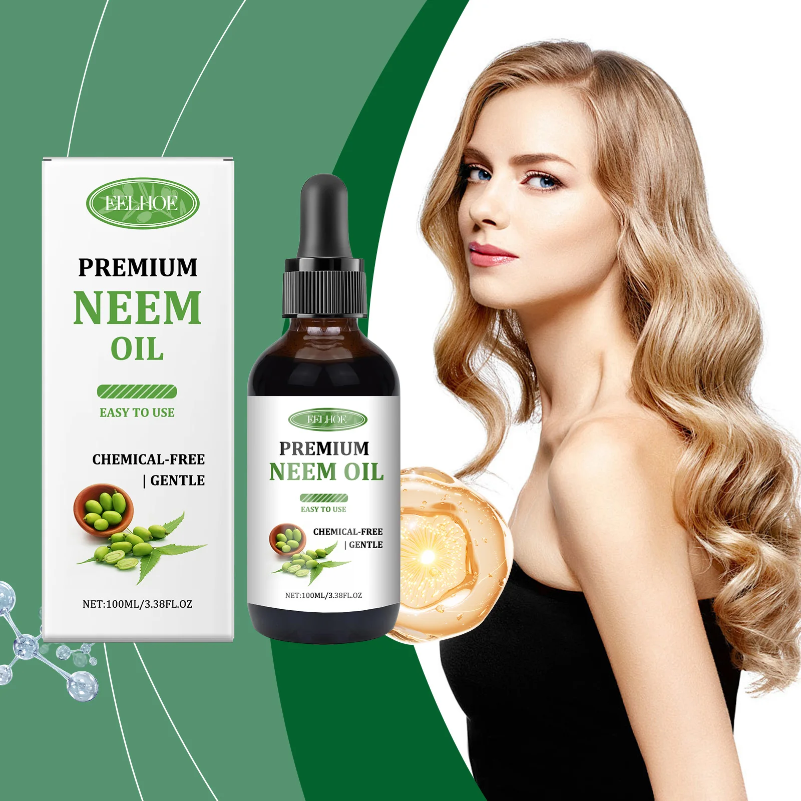 Aceite esencial para el cuidado de Eelhoe Neem, nutre el cuero cabelludo, armadura para el cuidado de la piel, aceite de masaje Neem, nutre la piel, alivia la fatiga del cuero cabelludo