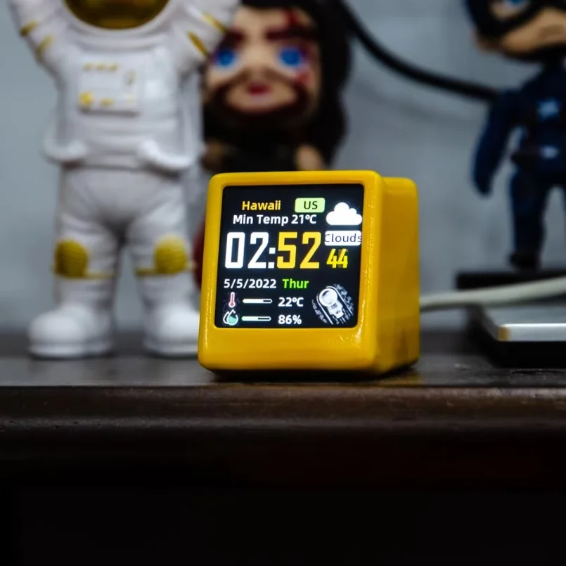 Super Cool Mini WiFi Desktop Weather Digital Clock Station with IPS LCD Screen Gadget