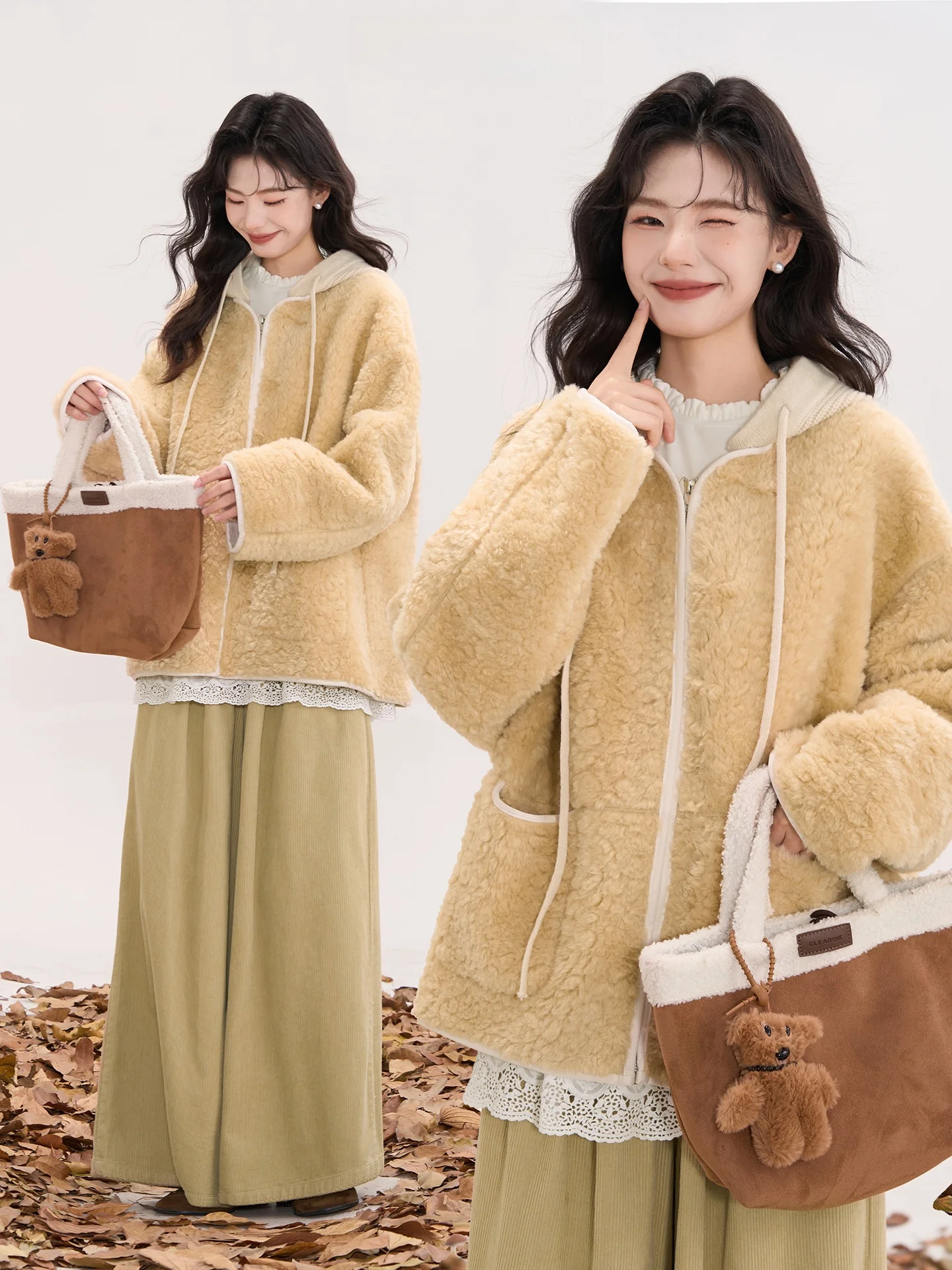 

Вязаное пальто Heme Princ Sle с капюшоном, женское, со съемными элементами, теплое, с длинными рукавами, модная верхняя одежда для зимнего сезона