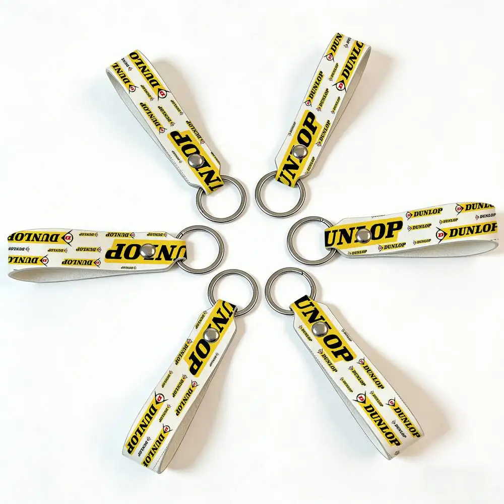 For Dunlop Soft PU Leather Motorcycle Keychain Lightweight Key Holder For Scooter Racing