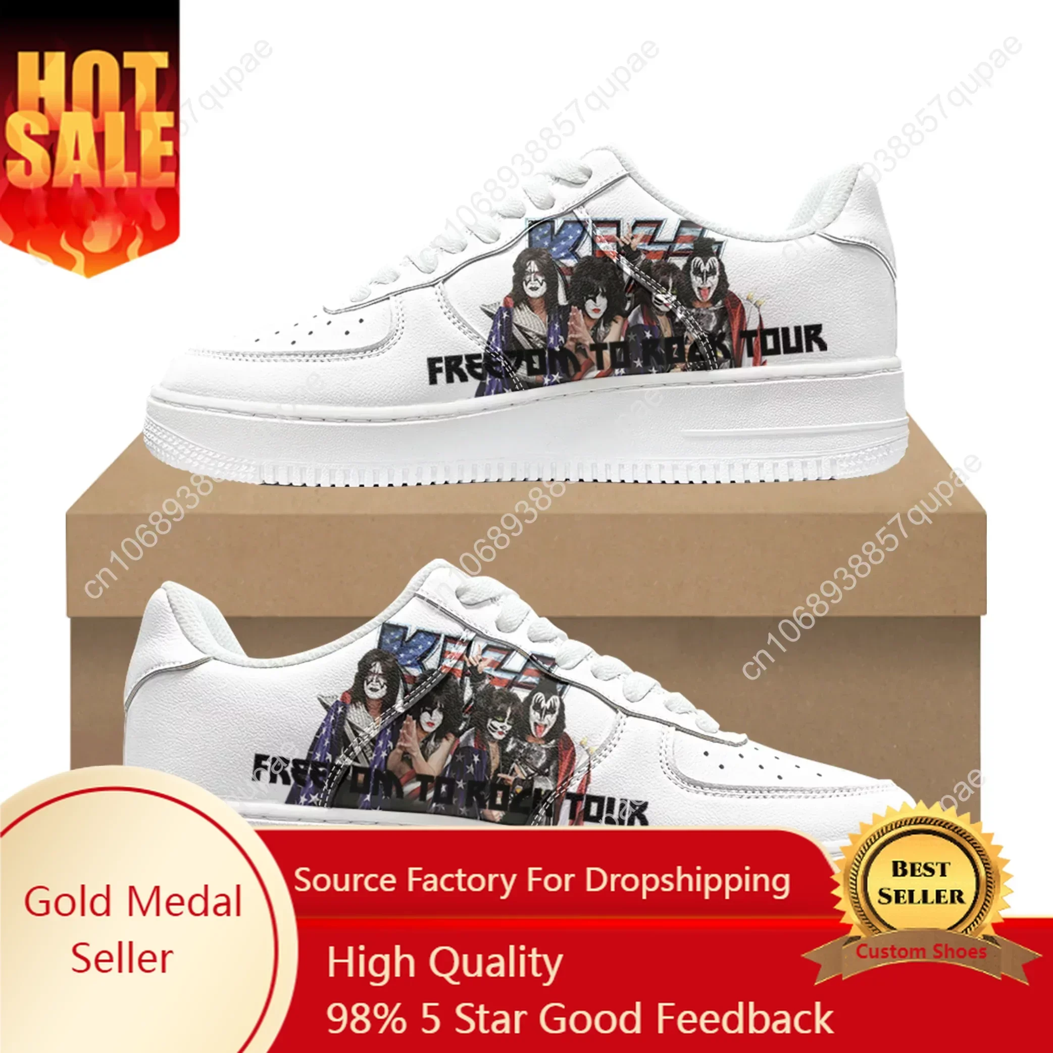 

Kiss Heavy Metal Rock Band Music Shoes AF Basketball Mens Womens Running Sports Flats Force Sneakers Lace Up Mesh Custom Shoe