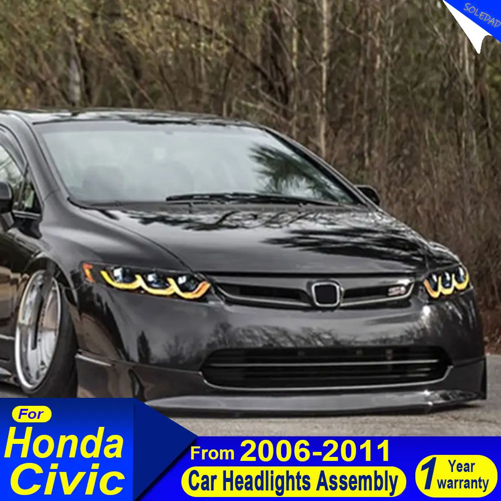 

Car Styling for Honda Civic 2008 2009 2010 2011 LED headlight LED DRL projector lens dynamic LED turn signal Auto Accessories