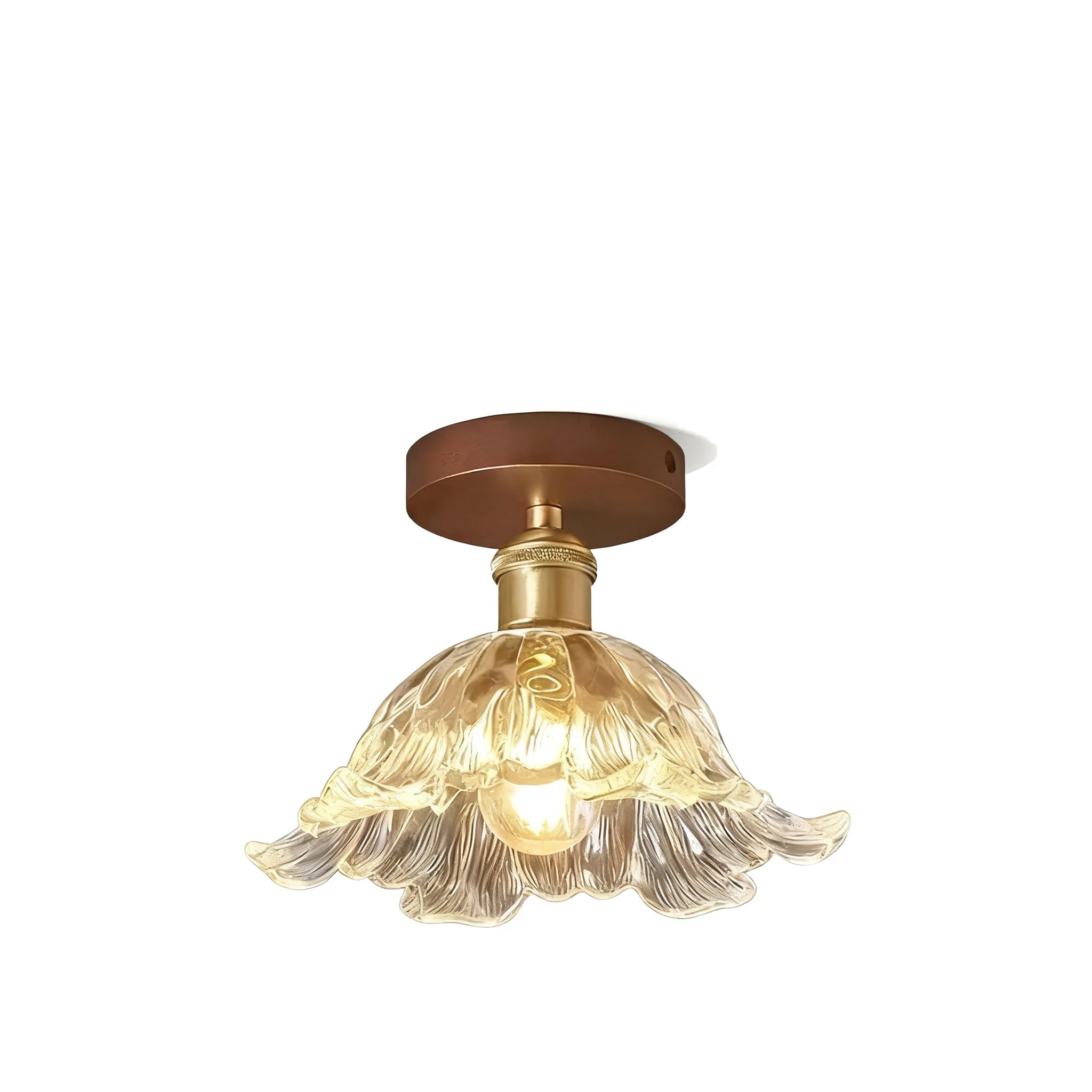Flower Flush Mount Ceiling Light Featuring Vintage Glass Enhancing Hallway Aesthetic With Soft Warm