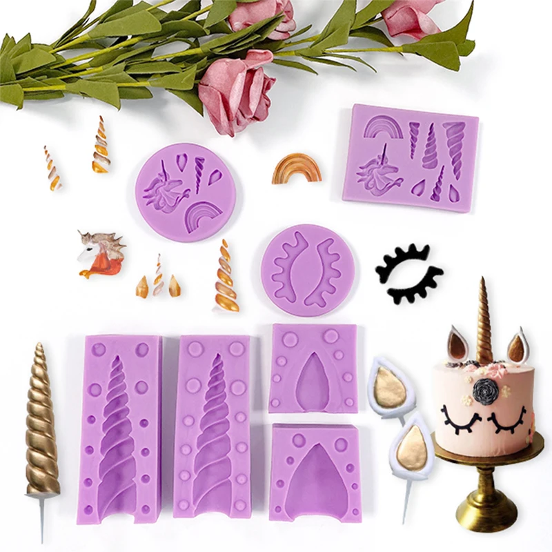 Unicorn Cake Decoration Sugar Flip Mold Unicorn Ear Eyelash Combination Mold DIY Mold