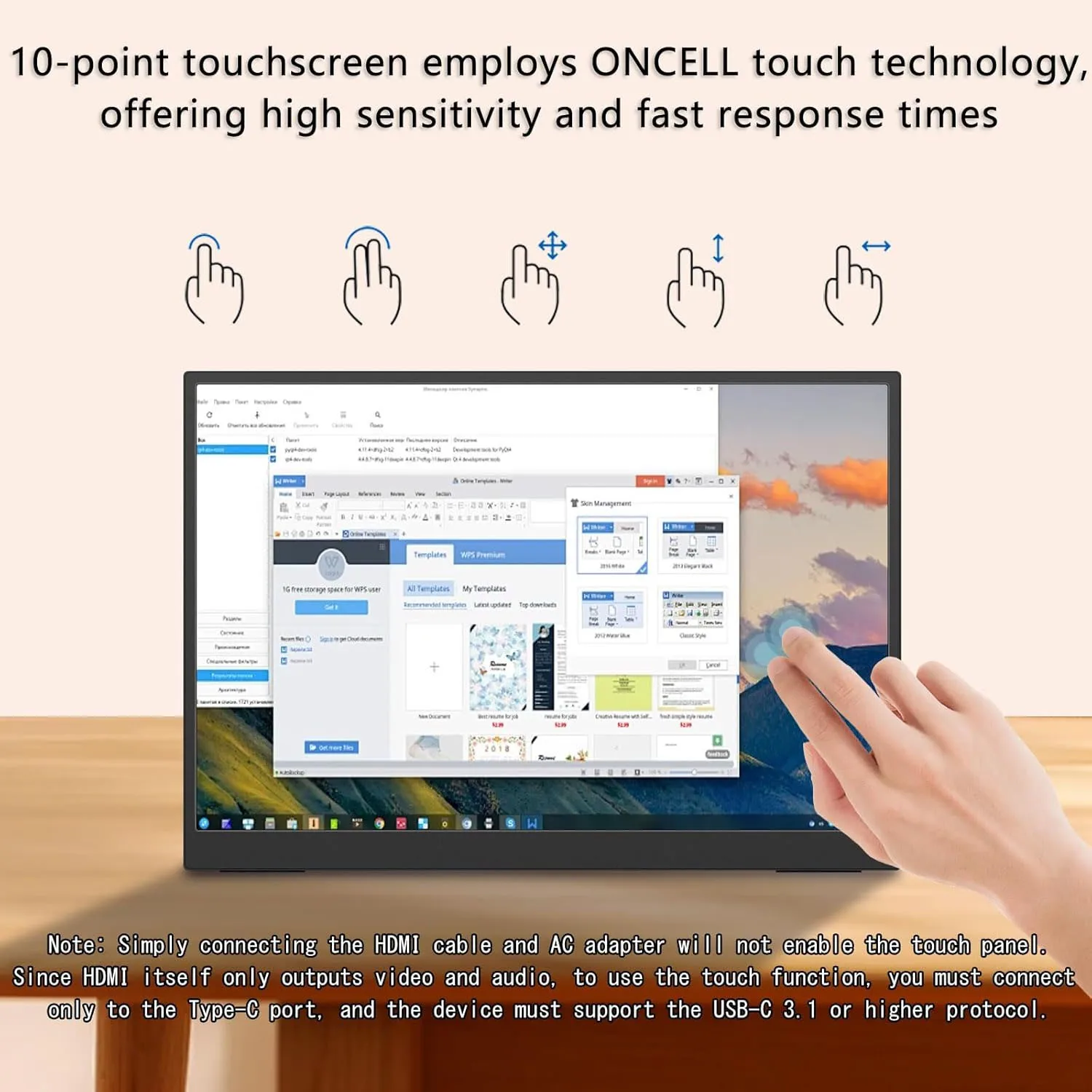15.6 Inch Portable Touch Monitor 72%sRGB 1920*1080 FHD IPS With Type-C Mini HDMI Compatible For Phone Laptop PC Dack PS4/5 Mac