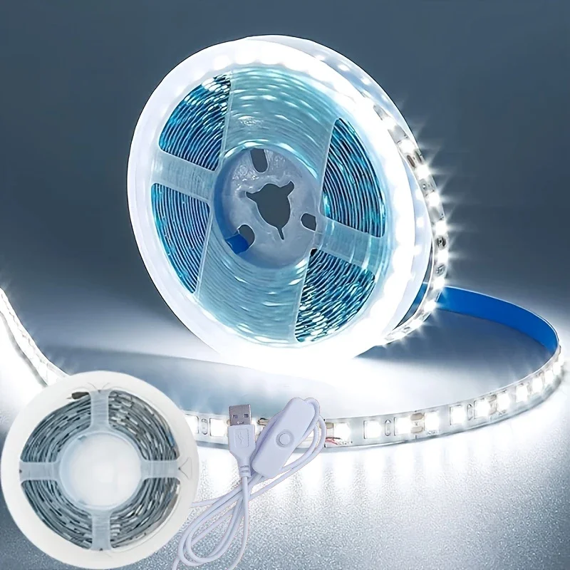 USB 5 فولت LED قطاع ضوء زر التبديل 60 المصابيح/م SMD3528 الخلفية الشريط شريط لاصق مرن غرفة DIY بها بنفسك زينة حفلة عيد الميلاد