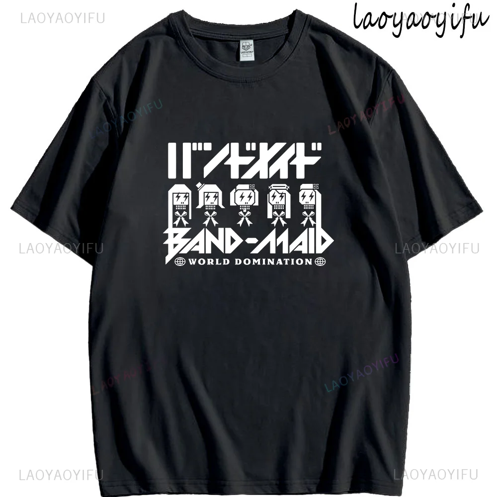 تي شيرت خادمة الفرقة للرجال والنساء ، قمم طباعة فرقة الروك اليابانية ، قميص صيفي بأكمام قصيرة ، تي شيرتات رسومية ، تي شيرت قطني