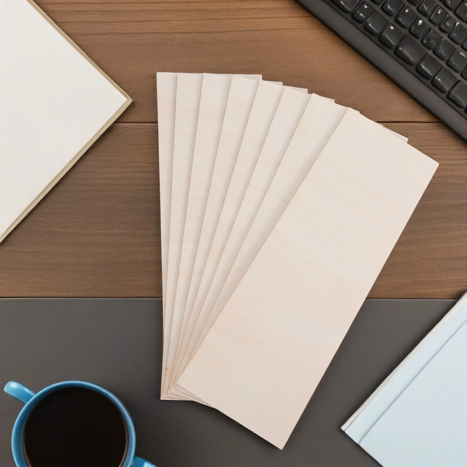 8Pcs Blank Wood Sheet Rectangle Unfinished Natural Texture for Artistic Expression Painting Drawing Engraving DIY Home Decor