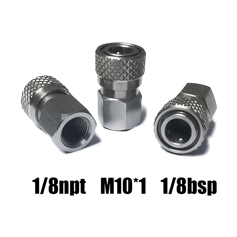 HPA Adaptor Betina Jantan Cepat Putus Udara 8Mm Pentil Pengisi Tekanan Tinggi 1/8NPT 1/8BSP M10 * 1 M8 * 1 Baja Tahan Karat