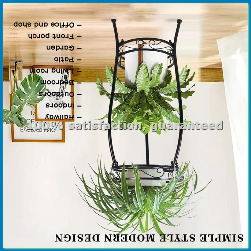Plant Stand Indoor Outdoor 2 Tier 25inch Tall Metal Potted Holder Flower Pot Stand Heavy Duty Plant Shelf Rustproof Iron-A73M