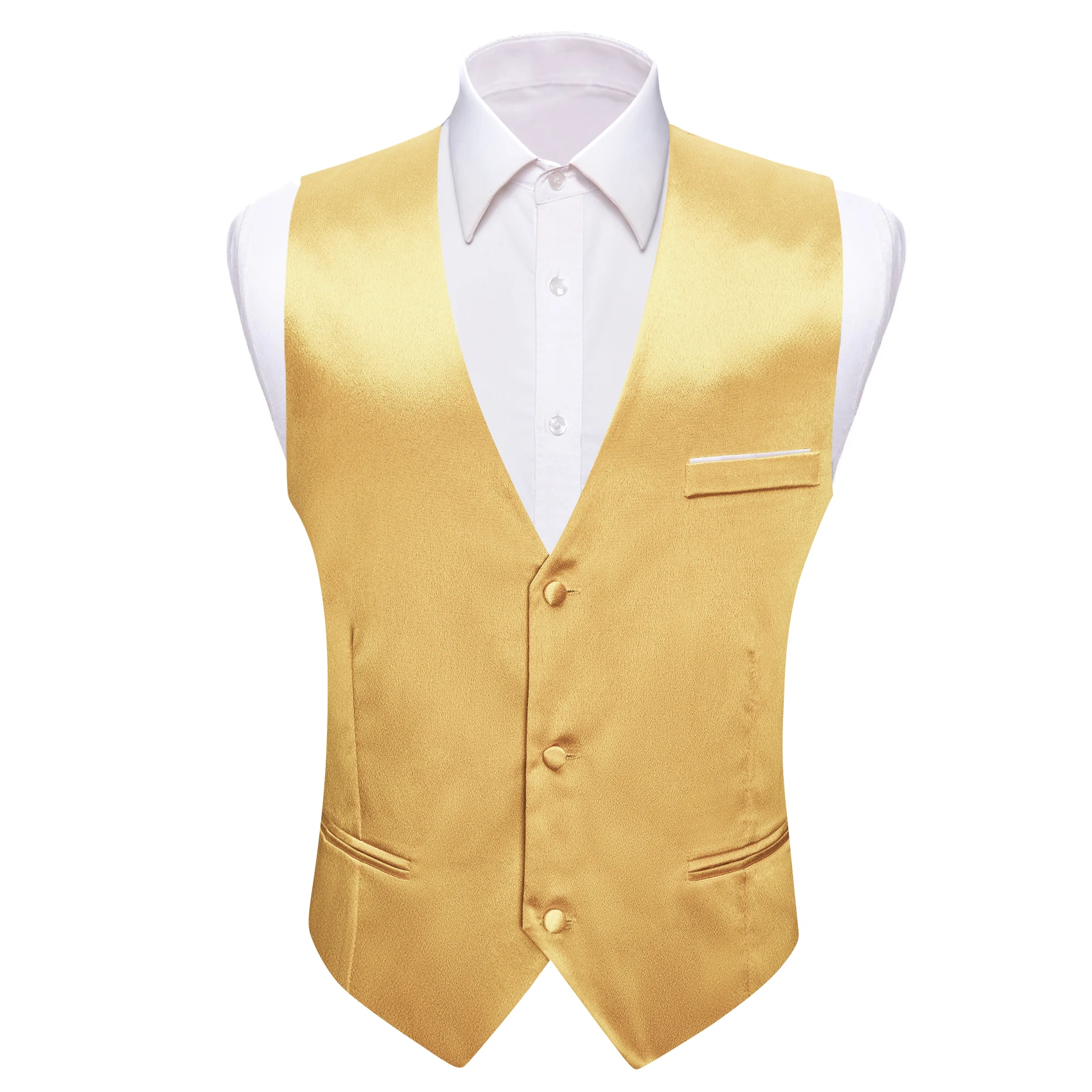 Barry.Wang Fromal Solid Silk Men Vest Jacquard Plain 3 Buttons Casual Waistcoat Sleeveless Jacket Male Wedding Business Party