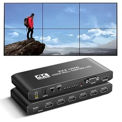 2x3 HDMI Video Wall Controller 4K 1080P 60Hz 2x3 2x2 2x1 1x2 3x2 Screen Wall Stitching Processor with Audio out TV Splicer Box