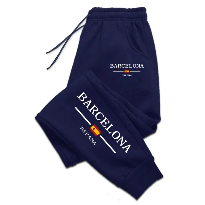 四季カジュアルスポーツパンツハイグレード男性サッカーロングパンツ 2025 ホット販売バルセロナプリントスウェットパンツ男性のための
