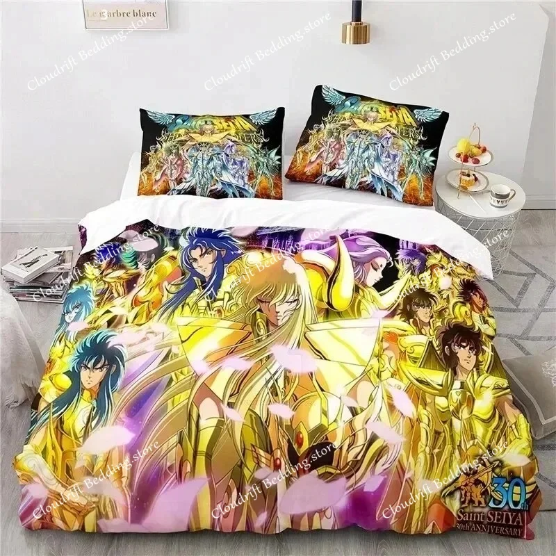 Anime Saint Seiya LOST CANVAS Bedding Set Duvet Cover Bed Set Quilt Cover Pillowcase Comforter King Queen Size Boys Adult