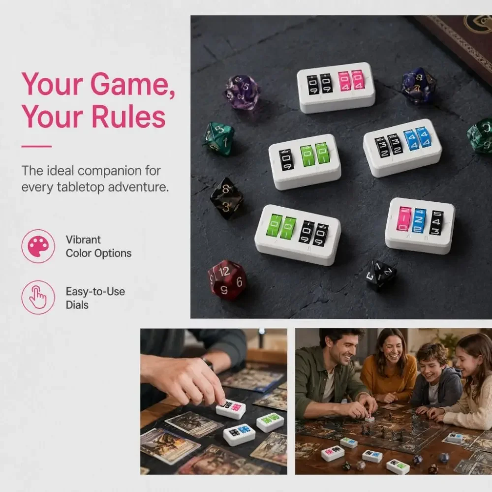 4 Digit Board Game Life Counter Mini Self Discipline Tabletop Sports Score Counter Adjustable Wheel Flexible Tally Tracker