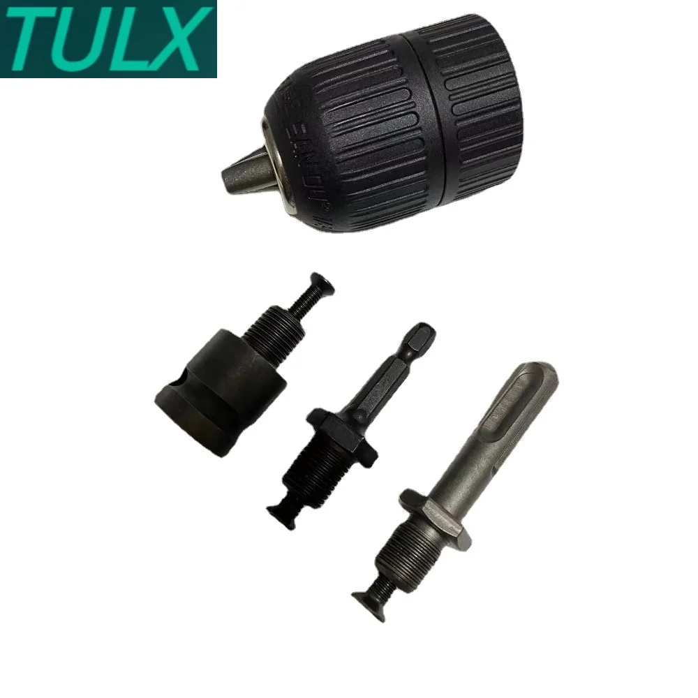 

TULX Keyless Drilling Chuck 2-13mm Converter 1/2"-20UNF Thread Quick Change Adapter SDS 1/4" Hex Impact Driver Wrench Drill Bit