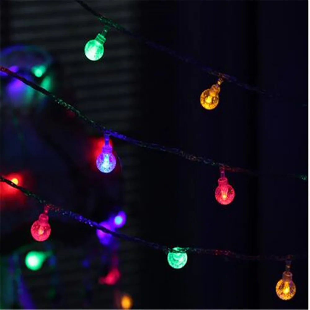 Led string fada luz 220v 10m/20m/30m bola bolha de cristal lâmpada ao ar livre lâmpadas guirlanda decoração jardim à prova dwaterproof água natal