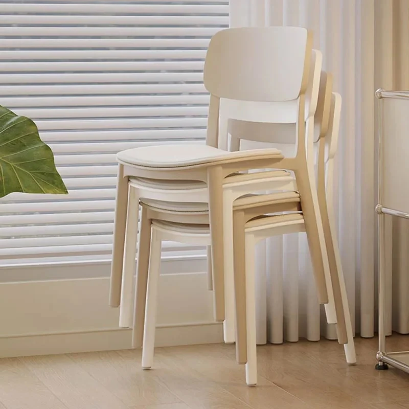 Chaises de salle à manger blanches confortables, modernes, luxueuses, tendance, européennes, en plastique, pour cuisine, meubles de maison
