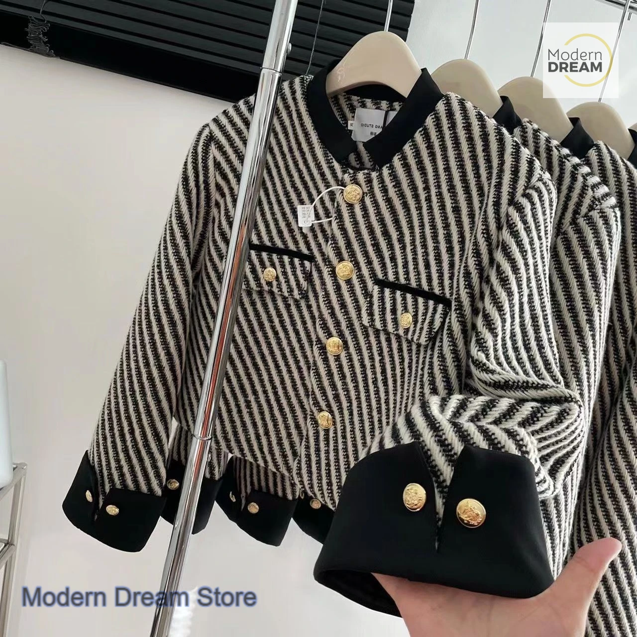 Korean houndstooth plaid small fragrant woolen coat women's autumn and winter new cold department high sense short little coat