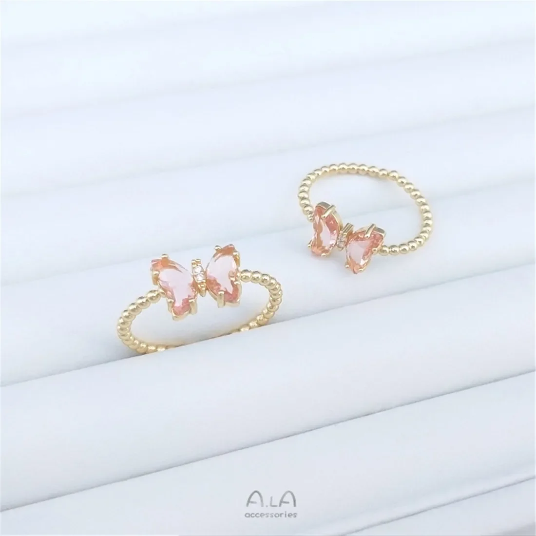 14K Gold-plated Zircon Butterfly Ring Colorful Zirconium Open Ring Fashion Luxury Advanced Exquisite Simple Ring B705