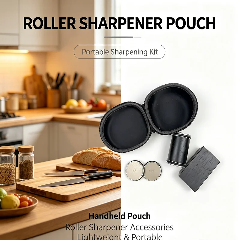 4-Angle Adjustable Rolling Knife Sharpener Kit, 15/18/20/22° Diamond Stone with Magnetic Holder and Storage Bag