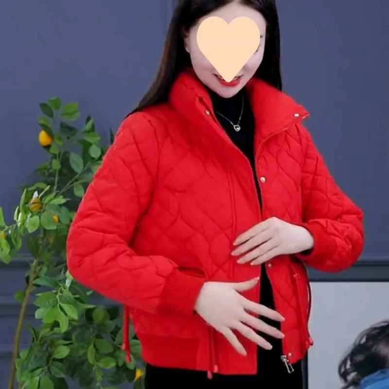 

Женская утепленная хлопковая куртка с ромбовидным узором, новая модная теплая зимняя модель с дизайном на молнии