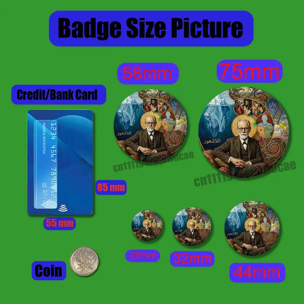 For Psychoanalysis Psychology Sigmund Freud Badge Cover DIY Pin Insignia Emblem Button Round Gift Cosplay Laser Film Case