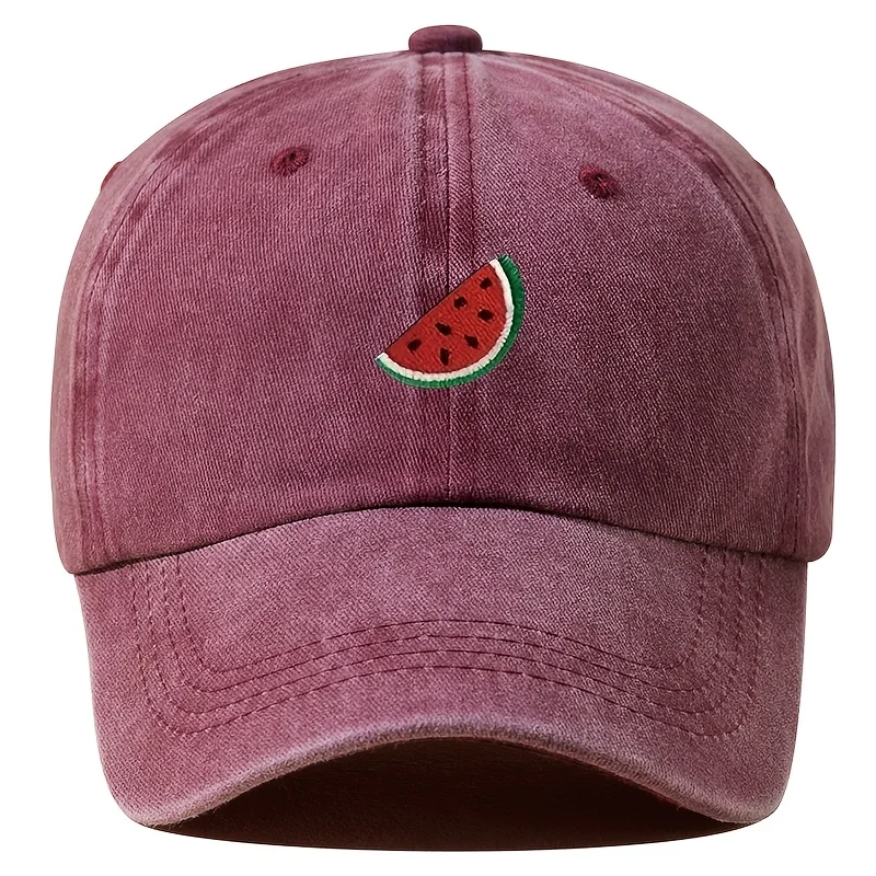 Four season baseball cap with watermelon print pattern for both men and women, adjustable duckbill cap for outdoor hiking view 6