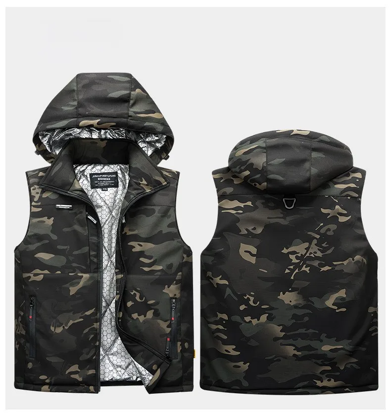 

Thermal Heated Graphene Vest for Men Winter Thickened Cotton Insulated Camouflage Work Vest Outdoor Warm Sleeveless Jacket