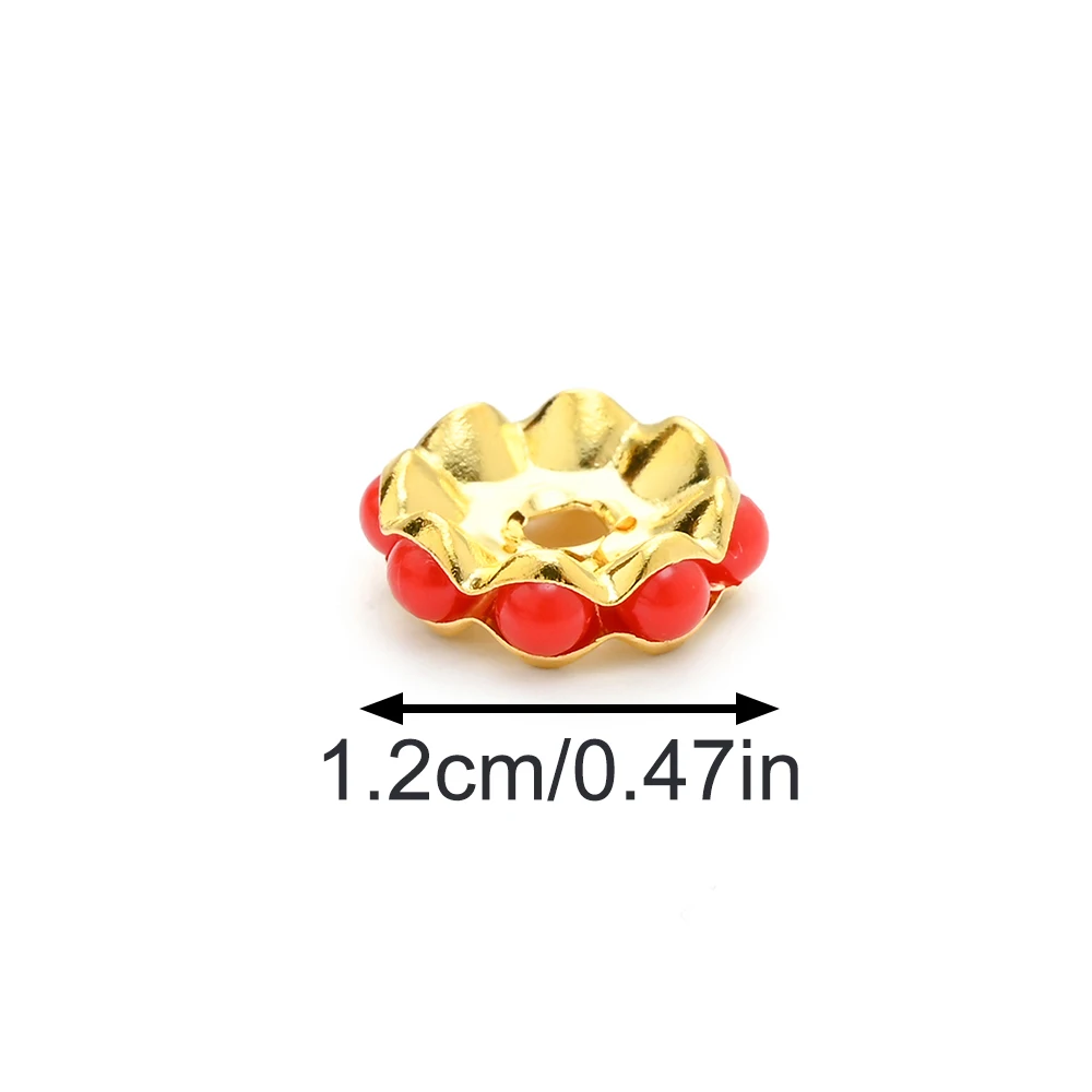 Wavy Edge Faux Pearl Inlay Decorative Golden Silvery color Alloy Spacer Beads DIY Bracelet Necklace Jewelry Making 12mm 5/20Pcs