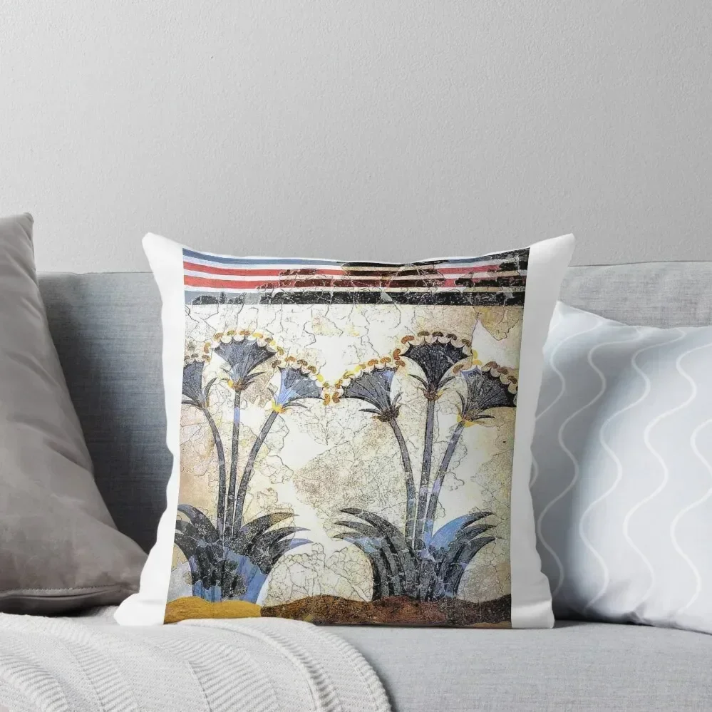 Minoan Sea Daffodils Lilies Fresco Throw Pillow Couch Cushions Sofas Covers pillow