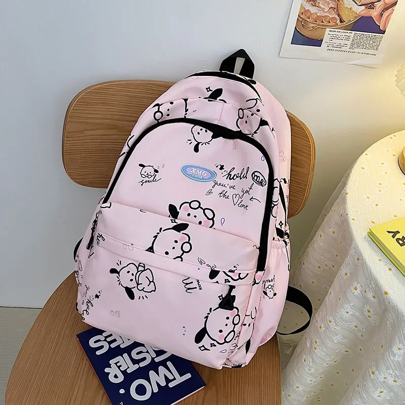 Sanrio tas sekolah murid Pacha anjing, ransel bahu ganda ringan kartun tahan air kapasitas besar, tas sekolah murid baru Pacha