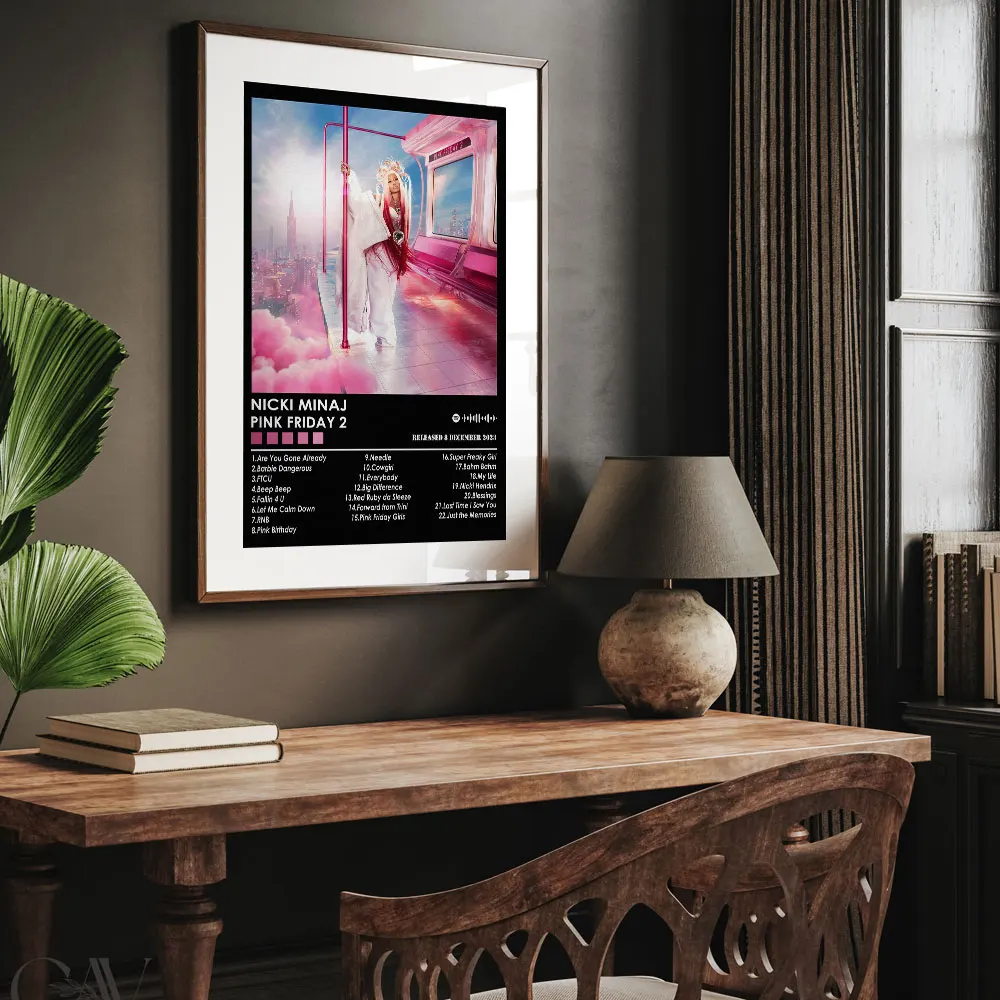 Pop Music Album Cover Rapper Nicki Minaj Poster Aesthetic Hip Hop Girl Singer Canvas Print Painting Wall Art Home Room Decor