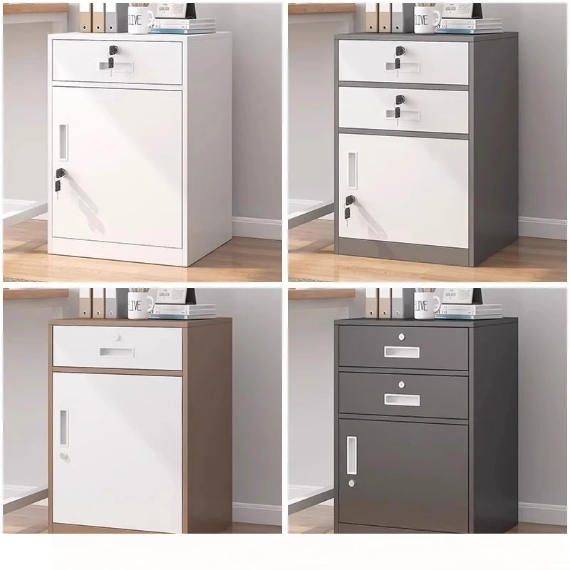 Low Under-desk Lockable Cabinet, Multi-drawer Freestanding Side Storage Cabinet for Office Documents